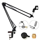 Etubby [Heavy Duty] Microphone Stand Suspension Mic Clip Adjustable Boom Studio Scissor Arm Stand with Screw Adapter & Cable Management for Blue Yeti Snowball Microphone