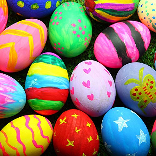 DomeStar Wooden Fake Chicken Eggs, 6PCS 2.5" Unpainted Faux Wood Eggs