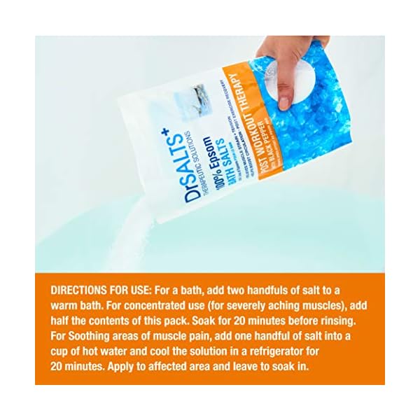 Drsalts 100% Epsom Bath Salts Post Workout Therapy with Rejuvenating Black Pepper Soothe Sore Muscles & Joints 1kg