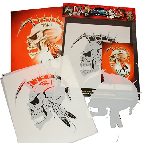 Schneidmeister Indian Skull Airbrush Stencil, Custom Stencil, 9.3"x7.5" (Large), HB-SM06