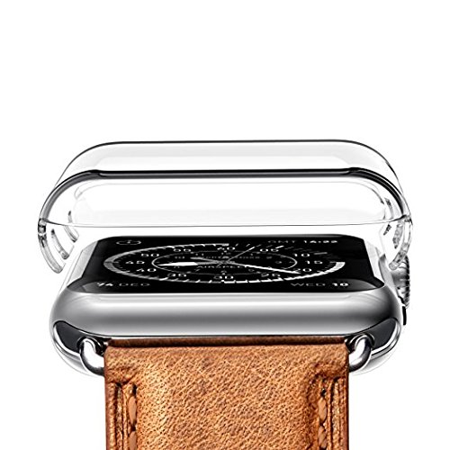 Apple Watch 1 Case , Sfmn 2- Pack iwatch 1 38mm Case Ultra-Slim Cystal Clear Full Coverage All-around PC Hard Cover Case for Apple Watch Series 1 38MM (Clear+Gray)( 2Pack-38MM)