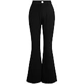 Milumia Girl's Raw Hem Flare Jeans Long Bell Bottom Wide Leg Denim Pants with Pockets