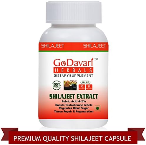 Godavari Herbals Shilajit Extract with 4.5% Fulvic Acid - 90 Plant Based Veg Capsules for Stamina, Power
