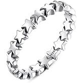 Presentski 925 Sterling Silver Star Ring Stackable Rings Eternity Promise Rings for her