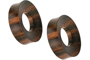 Large Rimmed Organic Wood Saddle Fit Tunnel Ear Plugs Gauges, Sold as a Pair