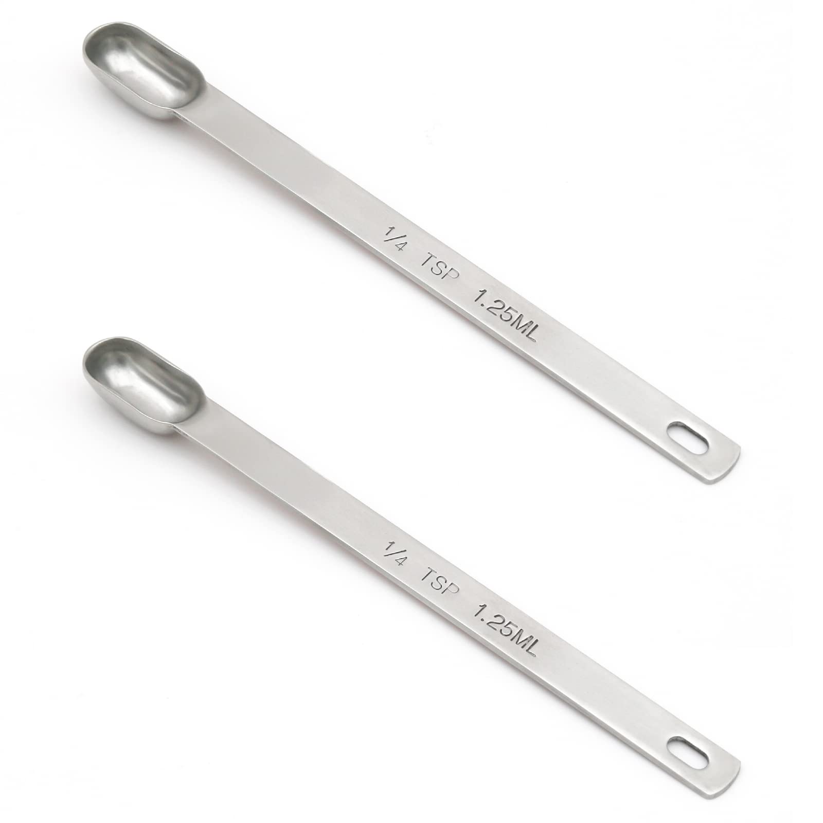 Photo 1 of BERYLER 2PCS 1/4tsp (1.25ml) Single Measuring Spoon, Stainless Steel Long Handle Individual Teaspoons Only