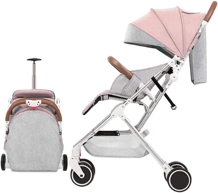 YBL 2 in 1 Slim Folding Umbrella Pushchair Compact and Lightweight Children Strollers Children Toddler Prams (Pink)