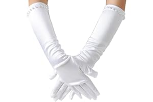 Ever Fairy Girl's Holiday, Wedding, or Pageant White Satin Gloves Princess Glove