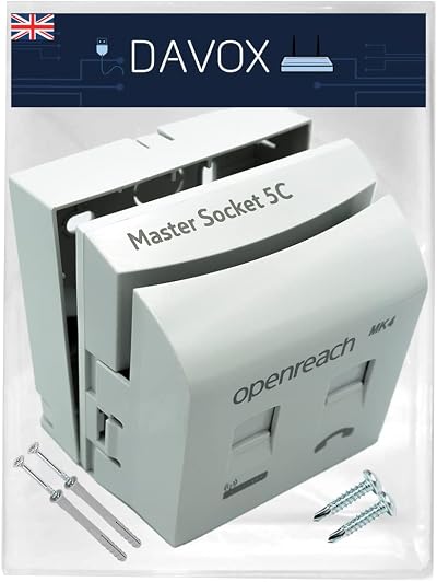 DAVOX NTE5C MK2 Master Telephone Socket + MK4 Faceplate Back Box VDSL ADSL