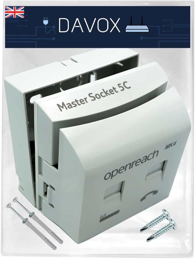 DAVOX NTE5C MK2 Master Telephone Socket + MK4 Faceplate Back Box VDSL ADSL