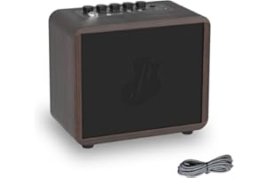 JUSTPRO 15W Mini Guitar Amp, Portable Acoustic/Electric Guitar Amplifier Rechargeable, Wireless Guitar Practice Amp with Reverb, Chorus & Delay, Supports OTG, AUX, REC, Bass and Treble Control
