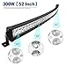 LEDKINGDOMUS Led Light Bar 300W 52 inches Curved Light Bar & 2pc 4 inches 18W Flood Light Pods & Switch Wiring Harness Compatible for Pickup, Truck, Car, ATV, 4x4, 4WD, Off Road Driving Light