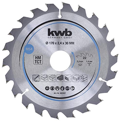 kwb Circular Saw Blade 170 x 30 mm, Fast Cuts for Soft and Hardwood, Plywood, and Chipboard