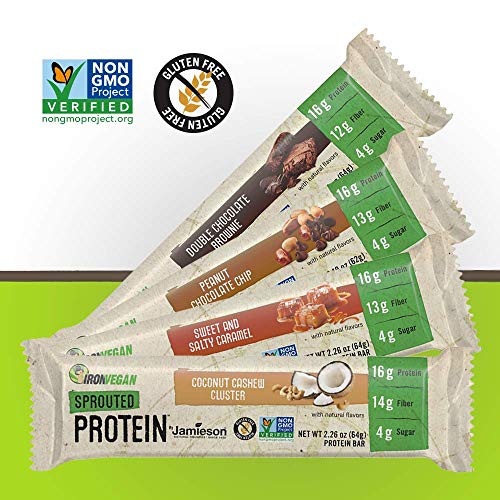 Iron Vegan Sprouted Plant Based Protein Bars by Jamieson No Dairy; No