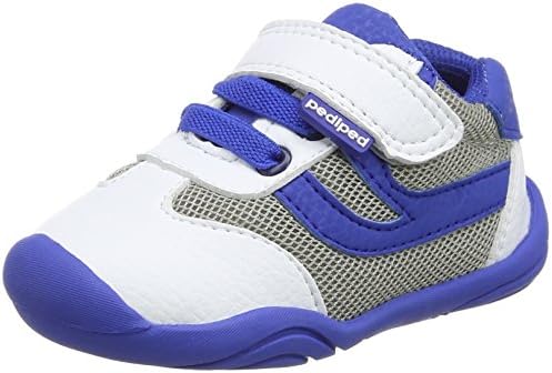 pediped Boys' Cliff Crib Shoe, White/Blue, 21 Regular EU Toddler (5.5 US)