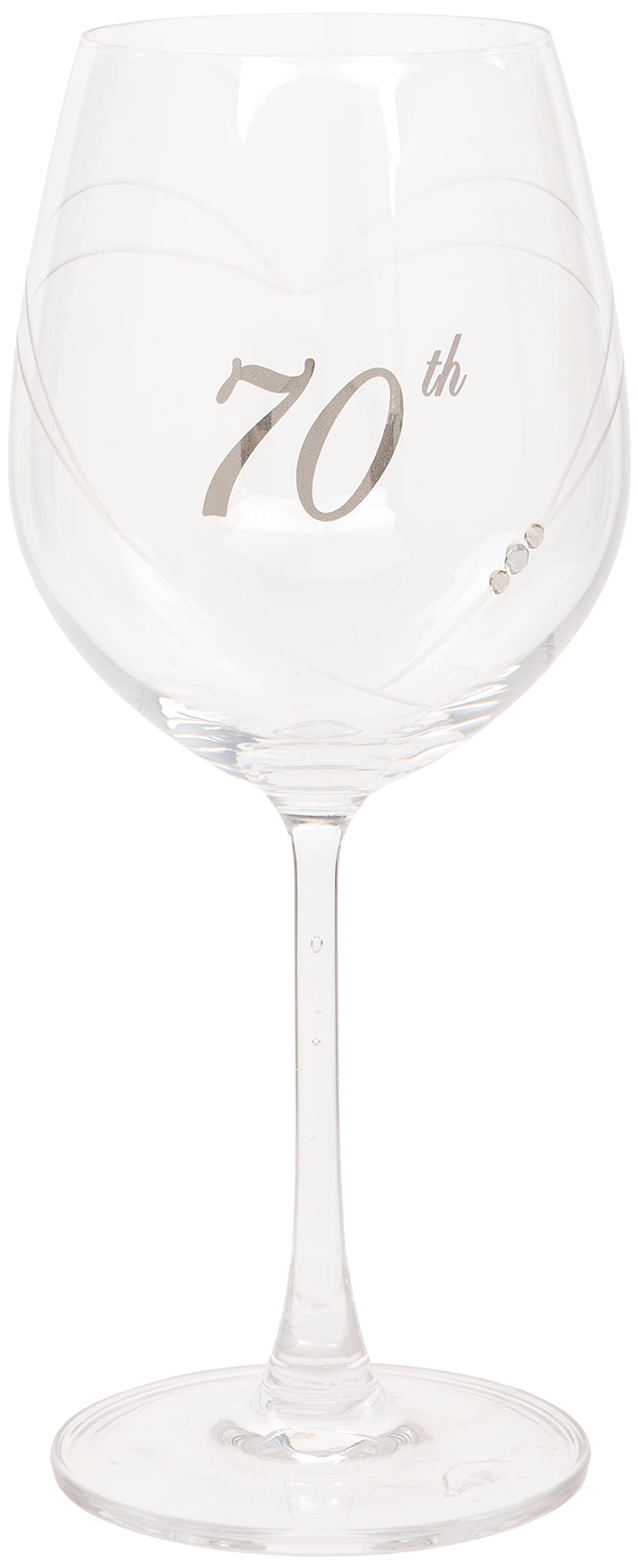 Maturi 70th Birthday Wine Glass with Etched Heart and Diamante Detailing 470276