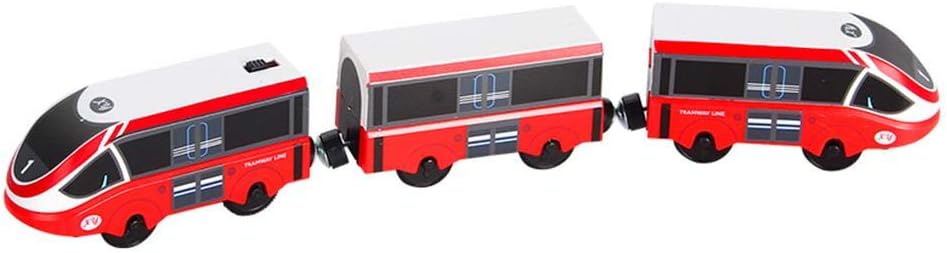 ningxiao586 Electric Train Toy Battery Operated Action Train with Wooden Track, Kid Electric Magnetic Train Toy Children Train Toy Set Gift