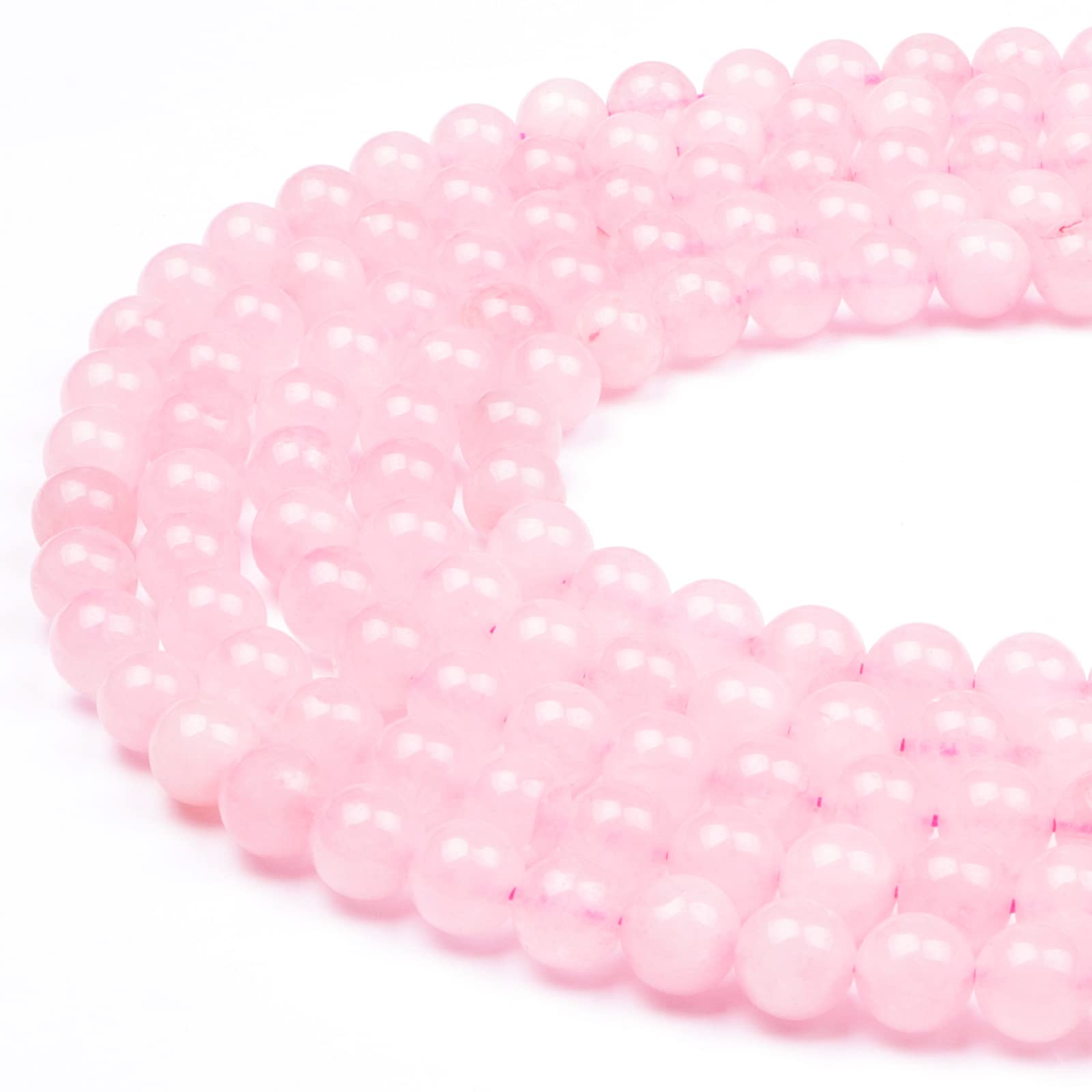 8mm Round Natural Rose Quartz Beads, 47-50pcs Loose Smooth Pink Gemstone Beads,Healing Power Crystal for Bracelet Necklace Jewellery Making and DIY Crafts,1 Strand 15.5"