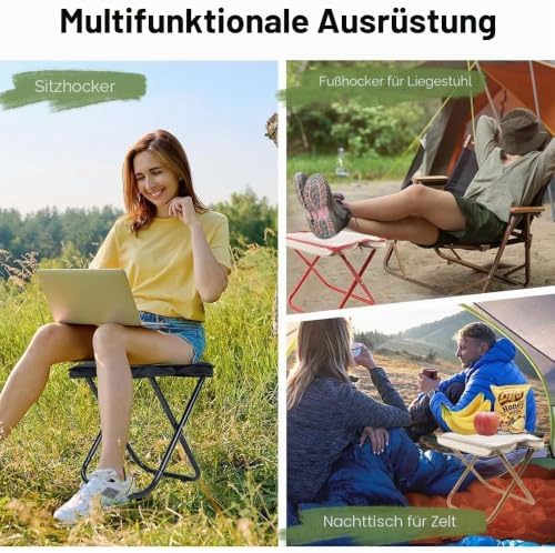 Camping Hocker,Klapphocker 28CM,Tragbarer Klapphocker,Mini Outdoor Camping Klappstühle mit Aufbewahrungsbeutel,für Camping Garten Reisen Angeln Grillen Strand Picknick (Rosa/1)