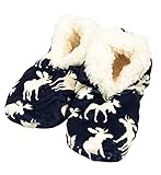 Lazy One Women's Blue Moose Fuzzy Feet Slippers Classic (Small / Medium)