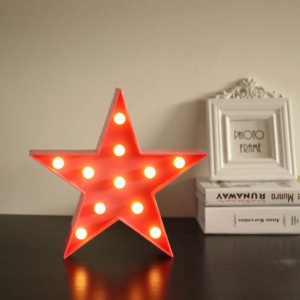LED Star Shape Night Light Marquee Light Battery Operated LED Night Home Christmas Decoration (Red), 27x27x4.5cm - Image 5