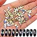 100pcs Ultra Sparkle&Shine AB Crystal Bead 10 Mixed Sizes Moon Star Butterfly Gold FlatBack Rhinestones Gems Pearls for 3D Nail Art Beauty Design DIY Crafts-LONG LASTING AB SHINE Like Swarovski(Pack2)