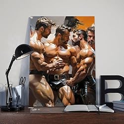 HMLZSJ Nude Muscle Male Torso Portrait Art Gay