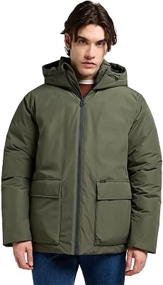 - Short Hombre - Corte Regular - Hooded Short Puffer - Oliva Gris