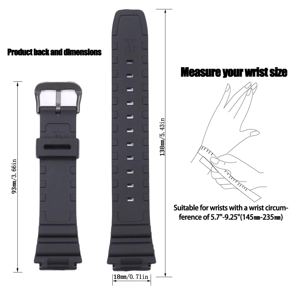 MCXGL Waterproof Resin Strap Compatible with Casio AE1200WH AE-1300WH F108WH AE-1000 W-218 Unisex Replacement Watch Band Rubber Bracelet