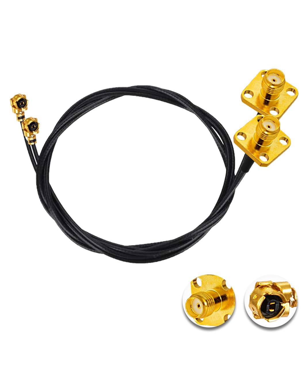 Vecys 2PCS U.F.L1 to SMA Cable U.F.L1 to SMA Female Flange Panel Mount 1.13mm Mini-Coaxial Pigtail Cable 20" /50CM for Wireless Routers Mini PCIE Network Cards PCI Wi-Fi WAN Repeater