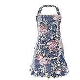 RchleaKry Small Cooking Apron with Pocket, Pinafore Apron Dress for Women, Kitchen Apron Gift for Women, Weight within 140lb