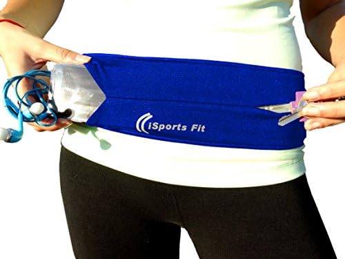 Running Belt With Key Holder Clip, Fits iPhone 6 Plus / 7 Plus and Other Workout Accessories (Blue)