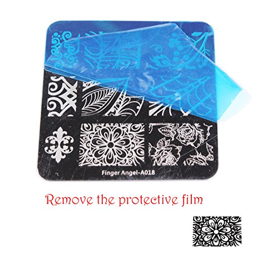 Finger Angel 20 Pcs Mix Design Nail Stamping Template+1 Stamper + 1 Scraper Nail Art Image Stamp Stamping Plates Manicure Template Nail Art Tools (A1-20)