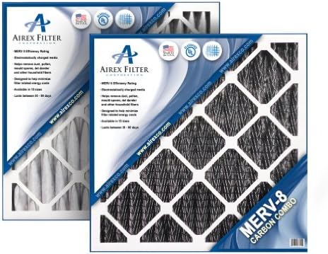 Airex 14x30x1 Carbon MERV 8 Pleated AC Furnace Air Filter, Box of 6 - Actual Size: 13 ¾ X 29 ¾ X ¾