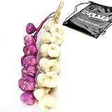 EPLAZA 2pcs Artificial Vegetables Garlic Strings Bulbs Lifelike Vegetables for Display House Kitchen Party Office Decoration (purple & creamy)