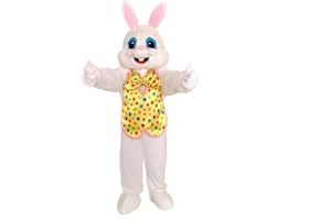 MatGui Easter Party Rabbit Costume Bunny Mascot Costume Adult Size Fancy Dress, Yellow Bunny
