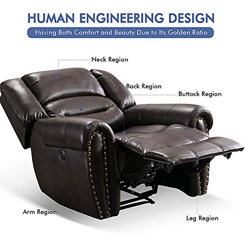 ANJ Electric Recliner Chairs W/Breathable Bonded Leather, Overstuffed