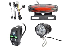Mochalight Ebike Headlight and Tail Light Sets,24-48V Front Rear Warning Lights Kit,E-Bike Headlight Turn Signal Rear Light w