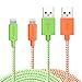 iPhone 7 Charger, 2 Pack 6 Ft Long, F-color Braided MFi Lightning to USB Cable for iPhone 7 6S 6 Plus 5S 5C 5 iPhone SE 2016 iPad Air 2 3 Mini 4 iPad 4 iPad Pro, iPod Touch 5 iPod Nano 7 Orange Green