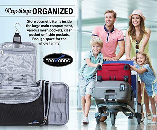 TRAVANDO XXL Toiletry Bag for Women "MAXI" with Hanging Hook - Large Wash Bag - Many Pockets - Travel Set, Travel Toiletry Kit Cosmetics Makeup Big Toilet Organizer Suitcase Luggage (Black) 8 TRAVANDO XXL Toiletry Bag for Women "MAXI" with Hanging Hook - Large Wash Bag - Many Pockets - Travel Set, Travel Toiletry Kit Cosmetics Makeup Big Toilet Organizer Suitcase Luggage (Black)