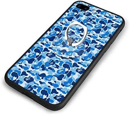 Bape Blue Camo Phone Case for iPhone 7 Plus/8 Plus Full Body Protection Cover Case 360 Slim Cover Soft Flexible TPU Protector Cover with Ring Holder Stand for iPhone 6 Plus/6s Plus