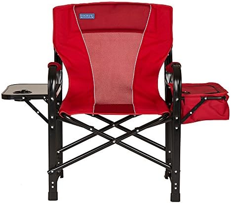 Panoramia Foldable Metal Director Chair with Deluxe Armrest and Storage Bag, Red