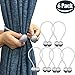 Curtain Tiebacks Magnetic Holder (2 Pcs, 1 Pair) - The Most Convenient Drape Tie Backs, Decorative Drape Holders Holdbacks Weave Rope Clips Window Sheer Blackout Panels Home and Office, (Silver Grey)