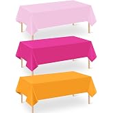 3 Pack Pink and Orange Plastic Tablecloth Party Decorations, Groovy Hot Pink and Orange Disposable Table Cover, Rectangle Table Cloth for Tequila Sunrise Sunset Birthday Party Decorations, 54x108 Inch
