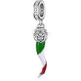 Fuguangju Italian Horn Charms 925 Sterling Silver Lion Italian Charm Cornicello Charm Italian Jewelry Gifts for Women Men