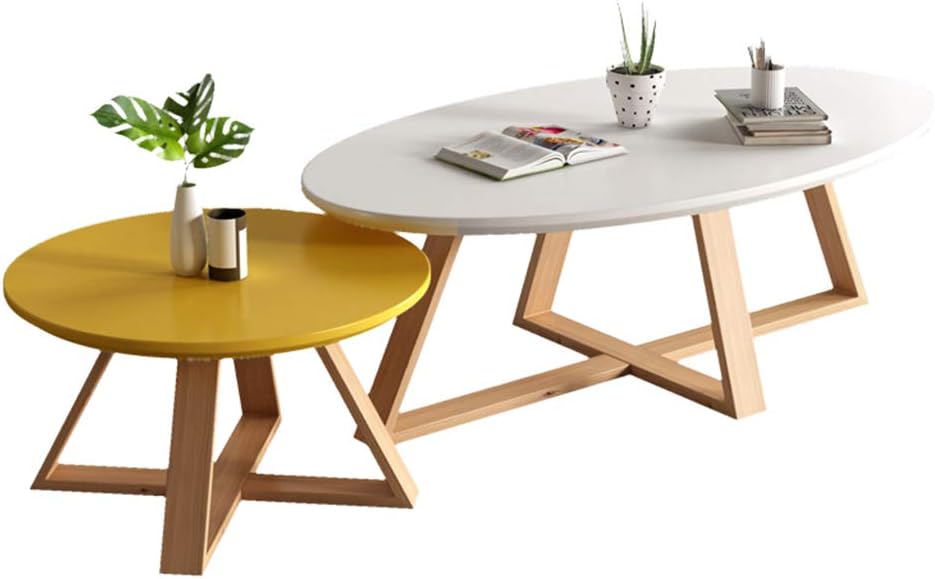 Modern Wood Living Room Table Sets Furniture, Nesting Tables for Small Spaces, Beech Wood Legs Sofa Tables, Pedestal Tables