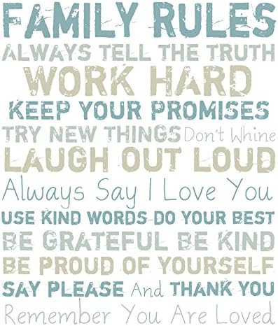 Pro Tour Memorabilia9-2514A Blue and Grey Family Rules I Canvas Wall Art, 16-Inch by 20-Inch