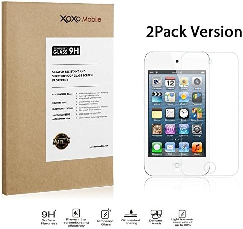 [2PACK, LIFETIME WARRANTY] XOXO Mobile® Premium Tempered Glass Screen Protector for Apple iPod Touch 4 - Real Tempered Glass - Scratch Proof - Oleophobic Coating - Ultra Crystal Clear - Easy to Install [2.5D Rounded Edges] [Super Thin 0.3mm]