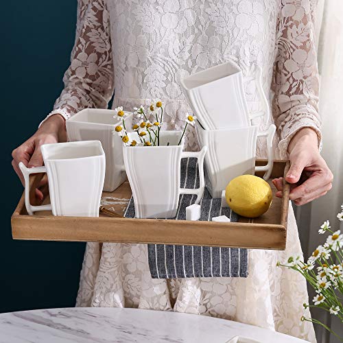 MALACASA, Serie FLORA, 330 ml (10,4 * 7,5 cm) 6 Teiliges Set Kaffeeservice Cremeweià Porzellan Eckig Kaffeetasse Tassen Becher Teetasse Kaffeebecher Bechersets für 6 Personen – Bild 7