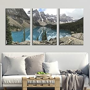 3 Panel Canvas Wall Art - Majestic Natural Landscape Triptych Canvas Series - Hot Spring Lake - Giclee Print Gallery Wrap Modern Home Art Ready to Hang - 16"x24" x 3 Panels